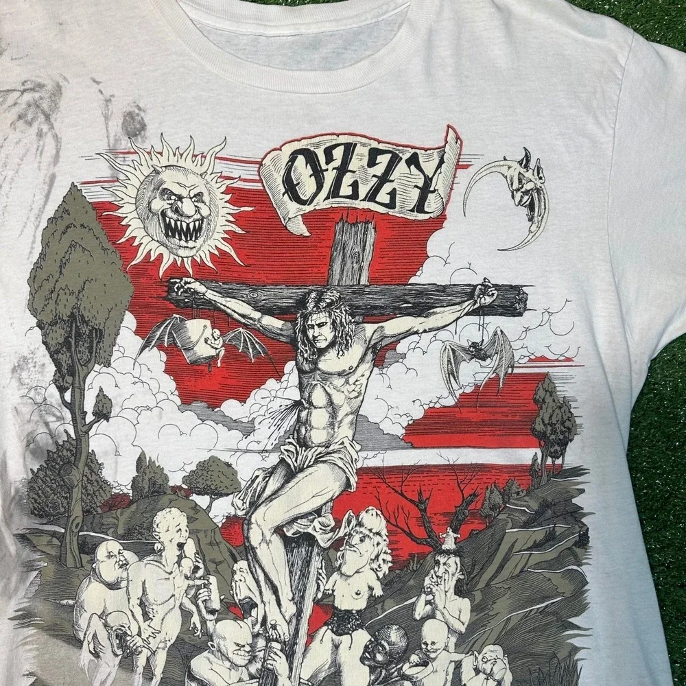 Vintage 1991 Ozzy Osbourne Crucifixion T Shirt‎ Glow in Dark Single Stitch Large